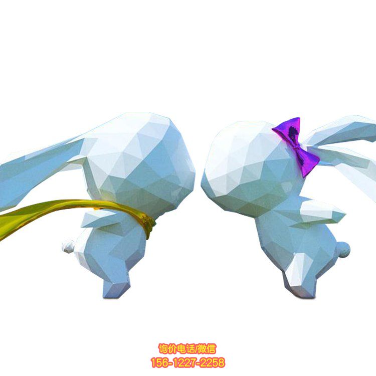 抽象兔子雕塑，融合玻璃鋼工藝