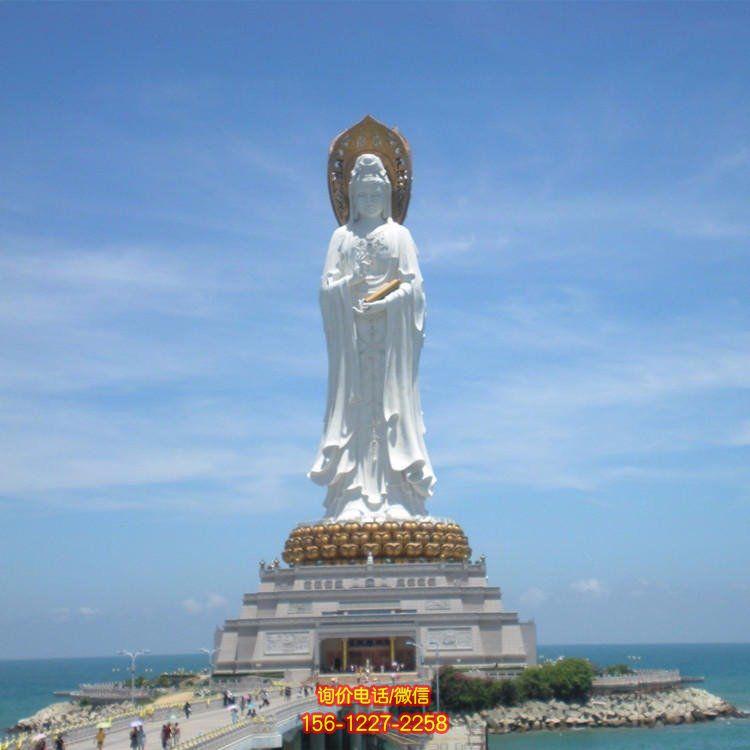 景區寺廟景觀石雕觀音 漢白玉佛像送子觀音雕塑