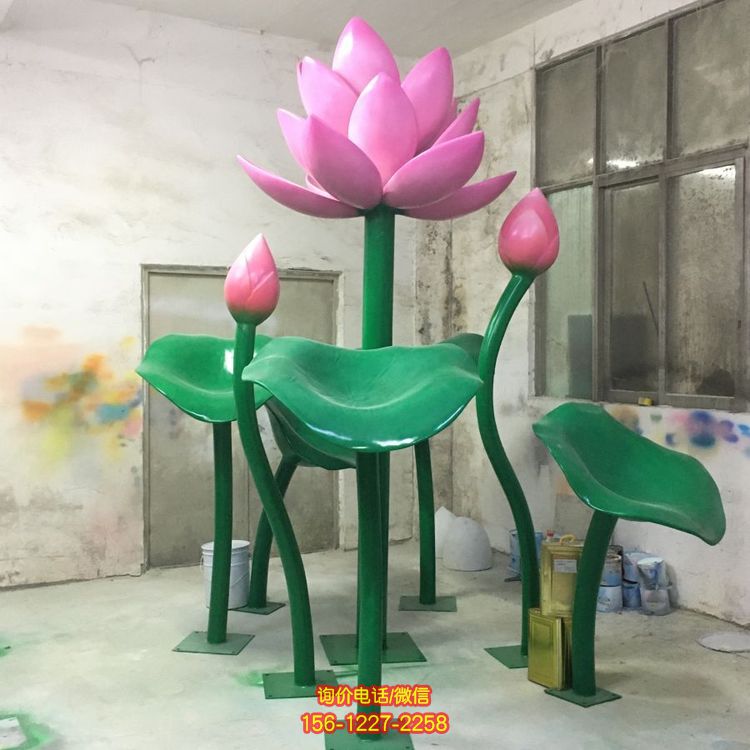 景區園林不銹鋼彩繪園林景區創意蓮花擺件