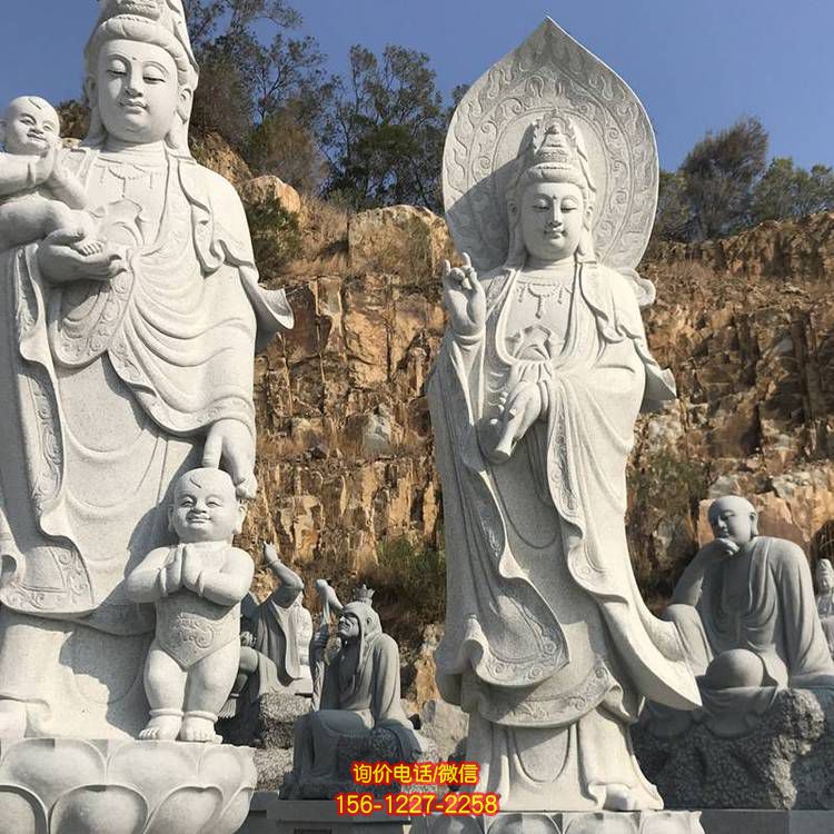 景區園林擺放花崗巖石材觀音神像雕塑