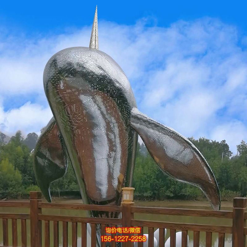 鯨魚雕塑公園擺放的出水的不銹鋼鏤空創意鯨魚雕塑 鯨魚雕塑公園擺放的出水的不銹鋼鏤空創意鯨魚雕塑