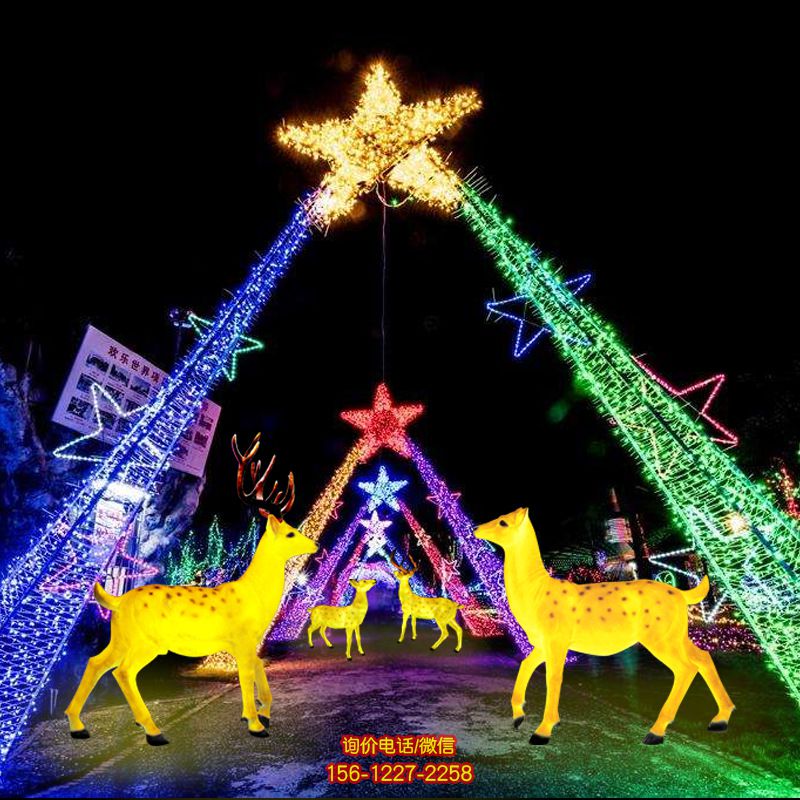 公園景區玻璃鋼彩繪照明發光梅花鹿雕塑 公園景區玻璃鋼彩繪照明發光梅花鹿雕塑
