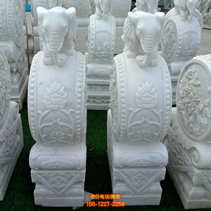 漢白玉吉祥小象別墅門(mén)口擺放抱鼓石仿古雕刻 漢白玉吉祥小象別墅門(mén)口擺放抱鼓石仿古雕刻