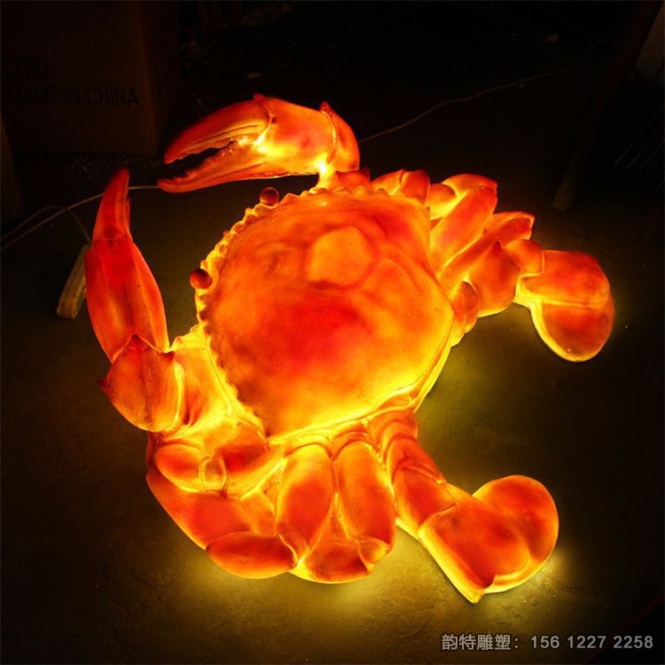 玻璃鋼發光螃蟹雕塑 海洋館大型螃蟹擺件