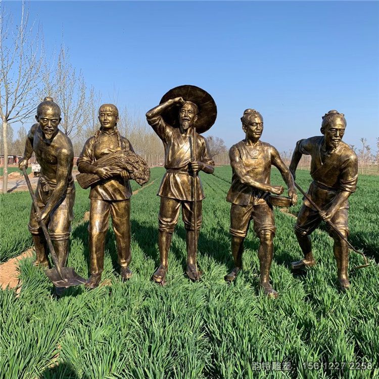 農耕主題雕塑，農民豐收雕塑，農民耕作雕塑