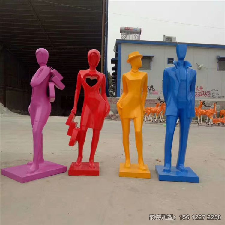 逛街購物人物雕塑，商業步行街人物雕塑加工廠