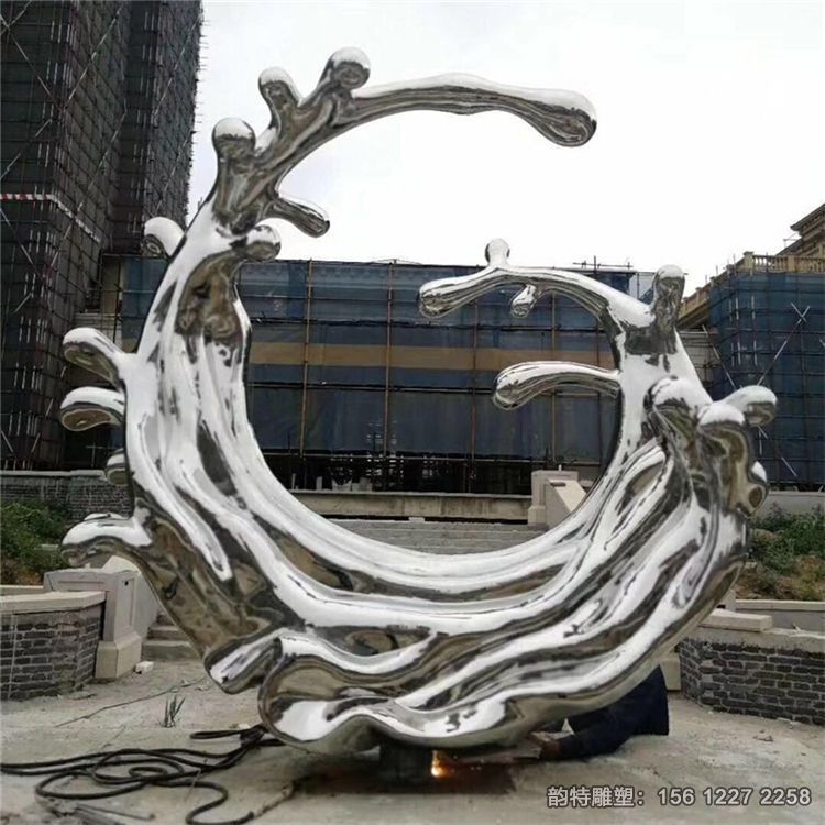 大型不銹鋼浪花雕塑定做，不銹鋼水滴浪花雕塑
