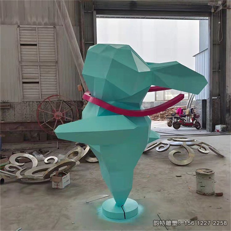 幾何切面不銹鋼兔子雕塑 戶(hù)外大型迎賓兔子定制